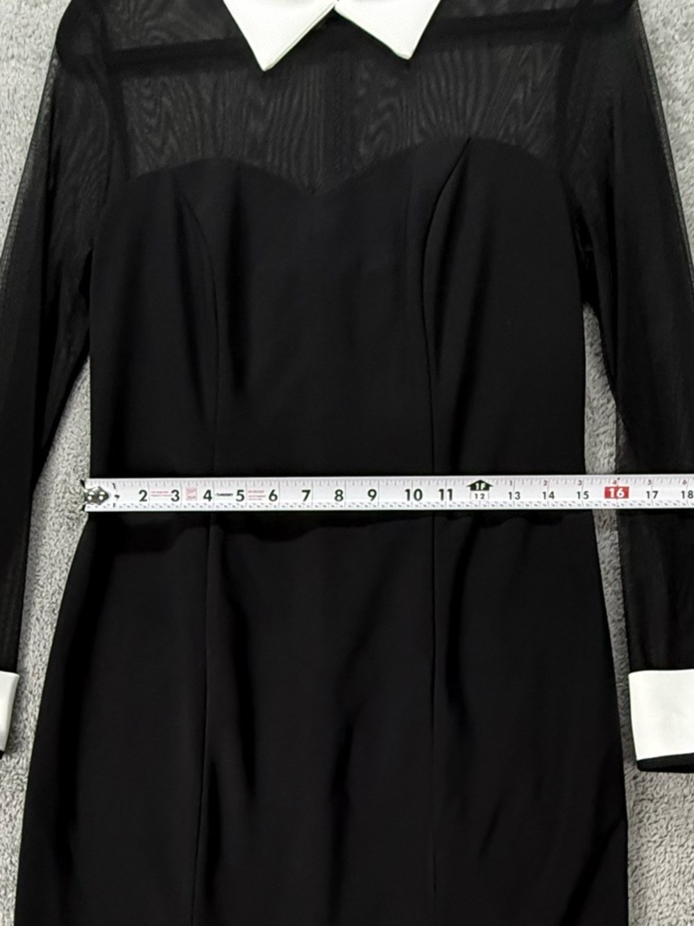 Joseph Ribkoff Sheer Mesh Sleeve Mini Dress Mod Chic Dark Academia Wednesdaycore - Picture 3 of 12